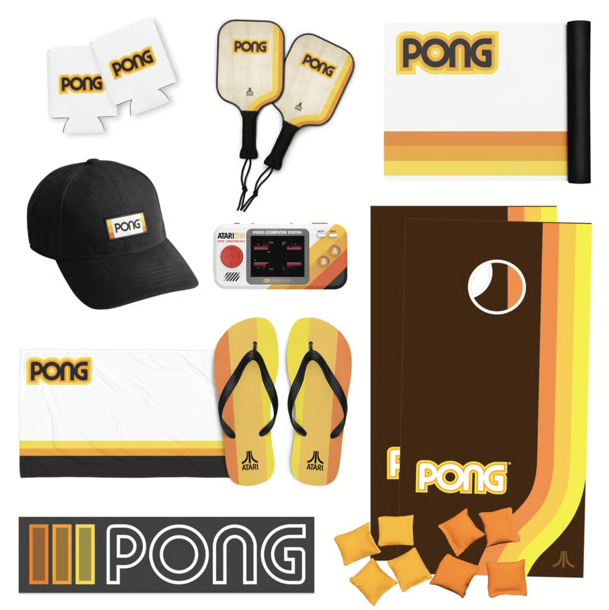 atari's tweet image. Throw the ultimate retro summer party. ☀️🕶️
One lucky winner will take home the Pong Party Pack, which includes a wooden Pong cornhole set, and other prizes themed after the OG video game!
Enter to win: link.atari.com/PongPartyPack