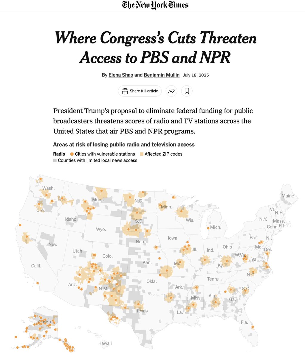 SenatorDurbin's tweet image. Republicans voted to defund public broadcasting.
Now, more than 100 TV and radio stations will be at risk of closing and millions of Americans who rely on them for local news and emergency alerts will be left in the dark.
It is cruel and un-American.