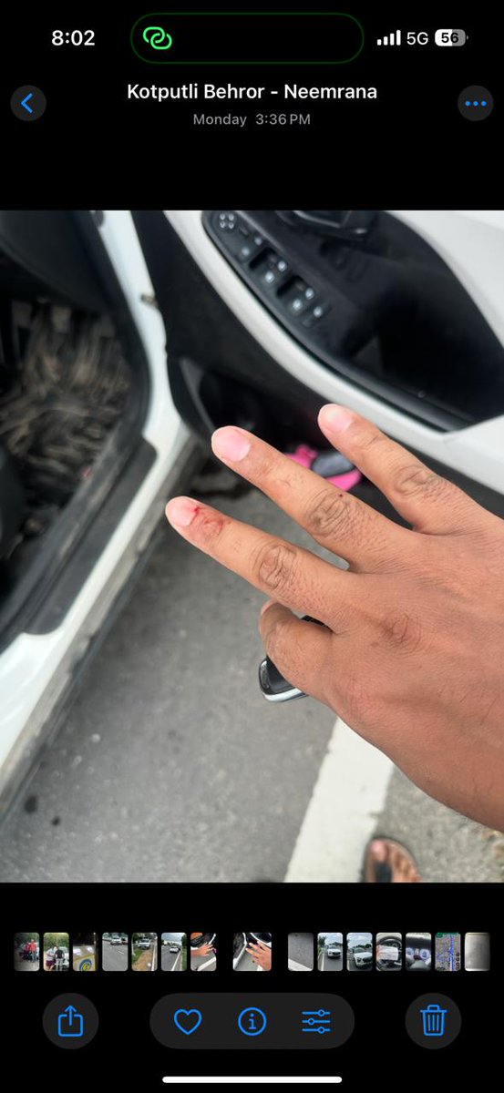 Bhartiya3228's tweet photo. I am an SI in Delhi Police. on 14.7.25 near Shahjahanpur toll plaza, Neemrana, Rajasthan on NH48 around 8-9 persons beat me, robbed my mobile phone and scuffled with me to snatch the key of creta car no. HR93B1253 to rob the car in which i sustained injuries. photo of spot: https://t.co/aDDu1Aypgp