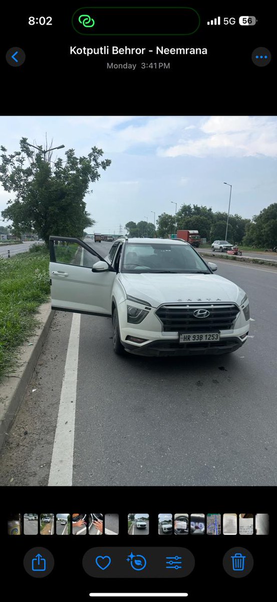 Bhartiya3228's tweet photo. I am an SI in Delhi Police. on 14.7.25 near Shahjahanpur toll plaza, Neemrana, Rajasthan on NH48 around 8-9 persons beat me, robbed my mobile phone and scuffled with me to snatch the key of creta car no. HR93B1253 to rob the car in which i sustained injuries. photo of spot: https://t.co/aDDu1Aypgp