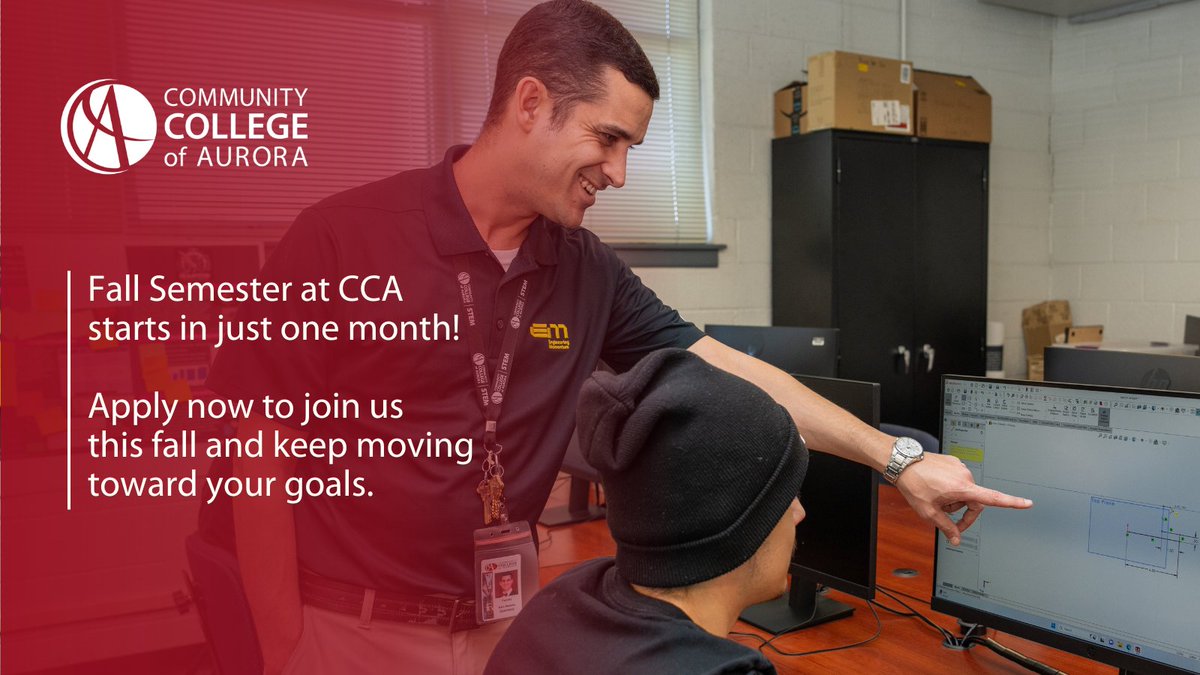 CCAurora's tweet image. The countdown is on; we’re just one month away from the start of Fall Semester at CCA.

If you’ve been thinking about applying, this is your moment. 

We’d love to see you in class this fall, ready to learn, grow, and move toward your goals.
Apply here: bit.ly/3x7OZCM