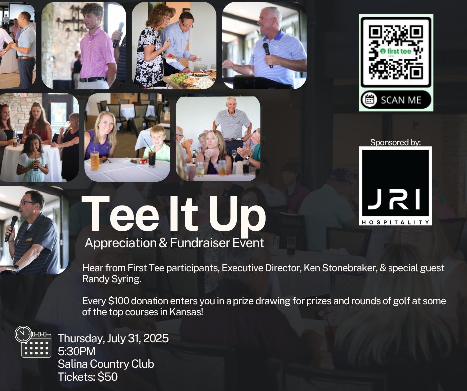 firstteesalina's tweet photo. It's not too late to enter a team into our Friends of the First Tee Golf tournament and attend our Tee it Up Appreciation event the night before!  We would love to see you and learn more about First Tee! https://t.co/6h4ACjvVJM