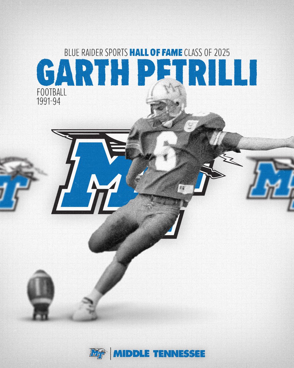 Middle Tennessee Athletics (@mtathletics) on Twitter photo ๐๐ฅ๐ฎ๐ ๐๐๐ข๐๐๐ซ ๐๐ฉ๐จ๐ซ๐ญ๐ฌ ๐๐๐ฅ๐ฅ ๐จ๐ ๐
๐๐ฆ๐ ๐๐ฅ๐๐ฌ๐ฌ ๐จ๐ ๐๐๐๐ โ part 5 of 6
Heโs the only MTSU Football player to be named First Team All-Conference all 4 years of his career and was named to the OVC Half Century Team!
๐ Garth Petrilli
๐ <a href="/MT_FB/">Middle Tennessee Football</a>, 1991-94 ๐๐ฅ๐ฎ๐ ๐๐๐ข๐๐๐ซ ๐๐ฉ๐จ๐ซ๐ญ๐ฌ ๐๐๐ฅ๐ฅ ๐จ๐ ๐
๐๐ฆ๐ ๐๐ฅ๐๐ฌ๐ฌ ๐จ๐ ๐๐๐๐ โ part 5 of 6
Heโs the only MTSU Football player to be named First Team All-Conference all 4 years of his career and was named to the OVC Half Century Team!
๐ Garth Petrilli
๐ <a href="/MT_FB/">Middle Tennessee Football</a>, 1991-94