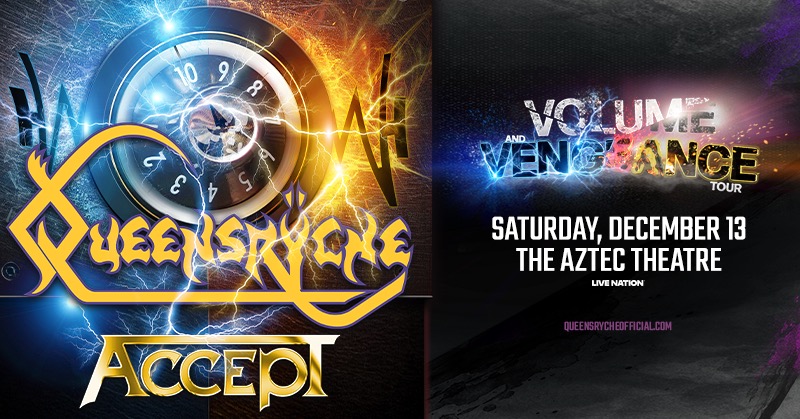 TheAztecTheatre's tweet image. ⚡ON SALE NOW!⚡

Catch Queensryche with special guests Accept on December 13th at the Aztec Theatre. 

🎫:  livemu.sc/44P7v3g