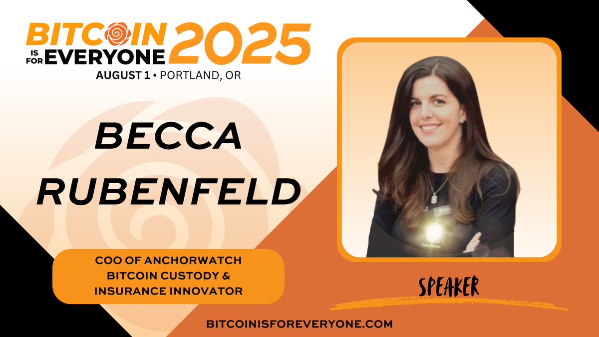 🎤 SPEAKER ANNOUNCEMENT 🎤 BITCOIN is for EVERYONE is proud 🧡 to welcome  @BeccaAmilee as a CONFERENCE SPEAKER at #B4E2025! 🎤 Join us August 1st in  Portland! 🌲🏔️🌹 #BitcoinIsForEveryone #BTC #PDX #B4E