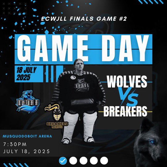 🚨Game 2 🚨Your Female JrA Wolves look to move to 2-0 in the best of 5 final tonight as they take on the Breakers ; 7:30PM at the arena In Musquodoboit Harbour. 🐺🥍<a href="/wolveslacrosse1/">WolvesLacrosse</a>