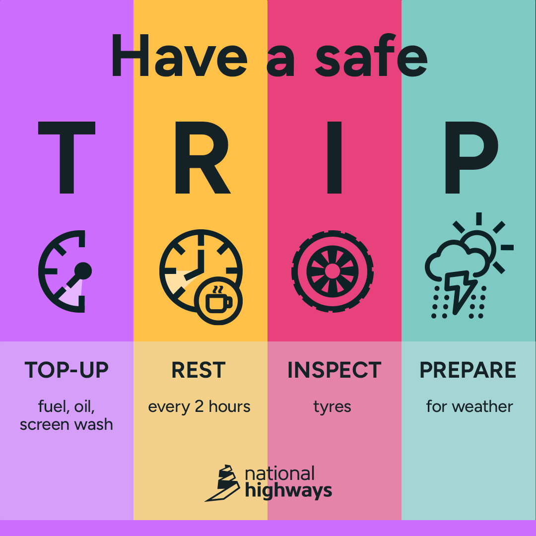 THINK! Road Safety (@thinkgovuk) on Twitter photo Planning a family road trip this summer? Remember to top up, rest, inspect and prepare.
#TRIP
<a href="/NationalHways/">National Highways</a> Planning a family road trip this summer? Remember to top up, rest, inspect and prepare.
#TRIP
<a href="/NationalHways/">National Highways</a>