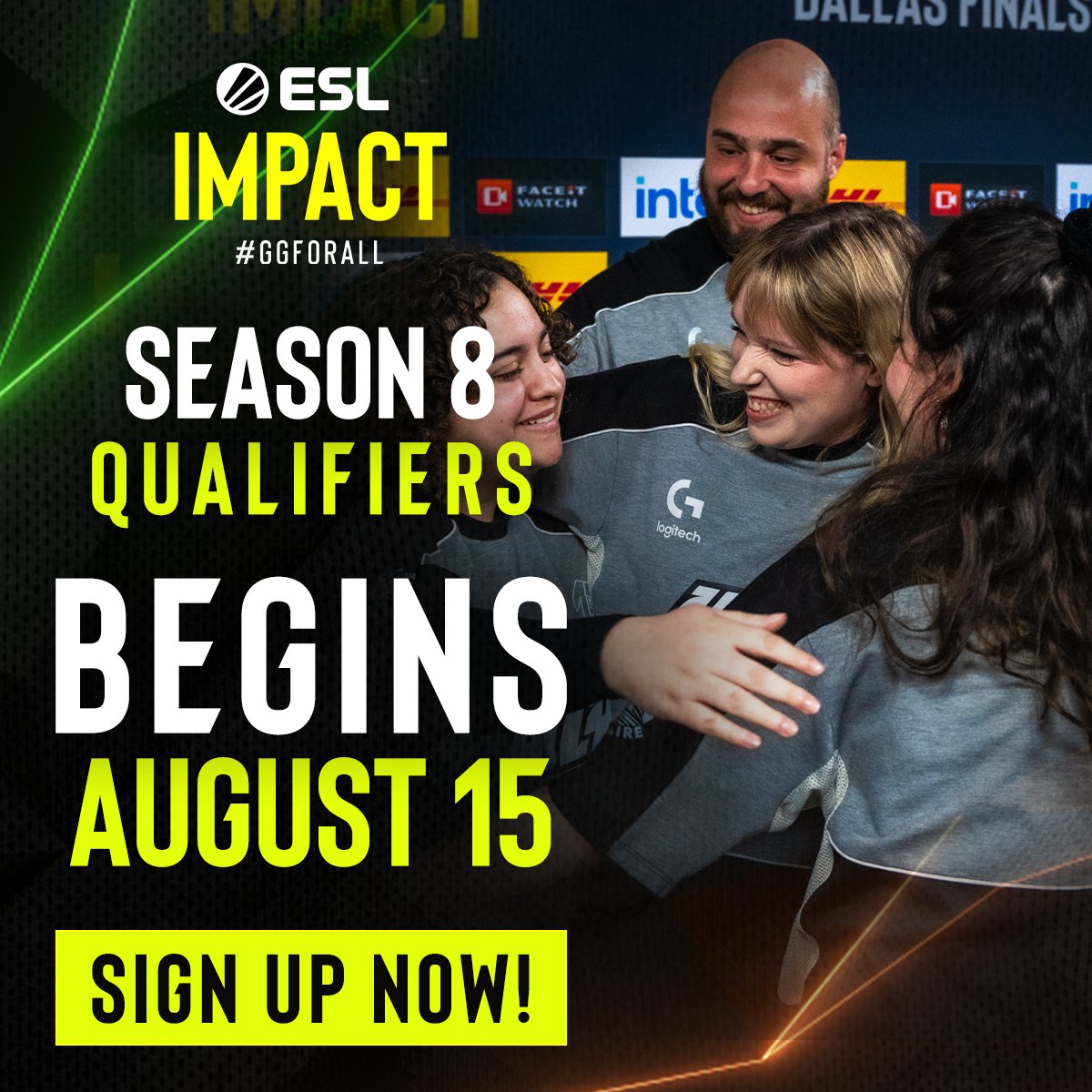 The #ESLImpact Season 8 qualifiers are coming up FAST 👀

📅Qualifier 1 kicks off on August 15 so DON'T MISS OUT!

Sign up now! 👉 pro.eslgaming.com/csgo/impact/se…