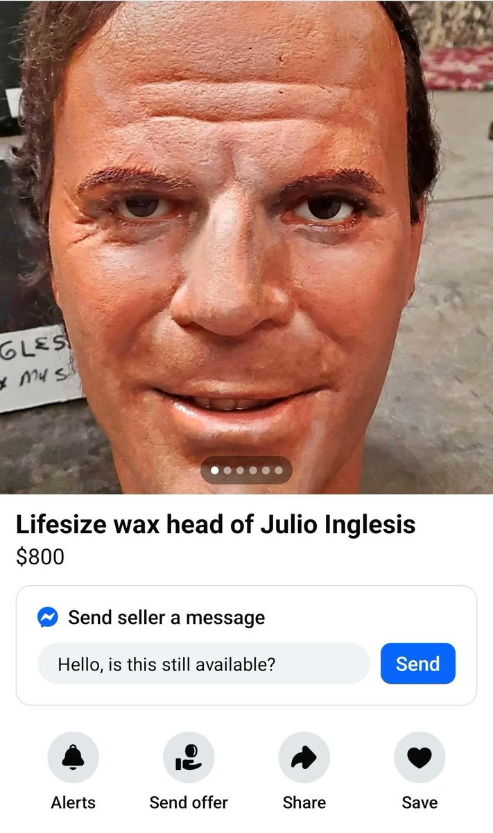 SeanOhhhh's tweet image. Fuck yes you need to buy this lifesize wax head of Julio Iglesias, for 800 bucks you'd be losing money if you didn't
