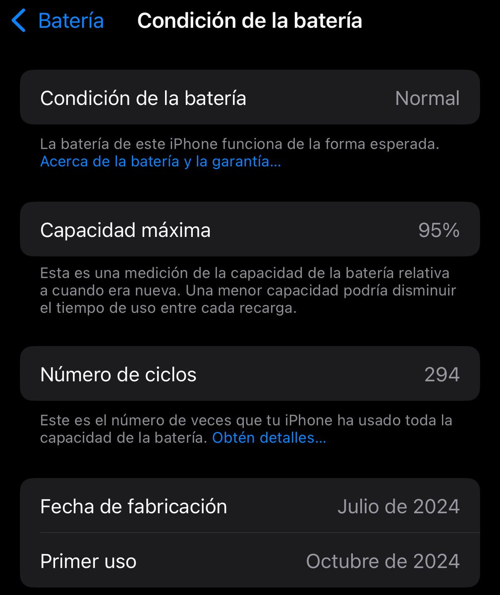 Eltomex56's tweet image. Use un cargador de mayor potencia por 2 meses en el IPhone
Consecuencia: me bajó un 4% la capacidad de la batería lpm