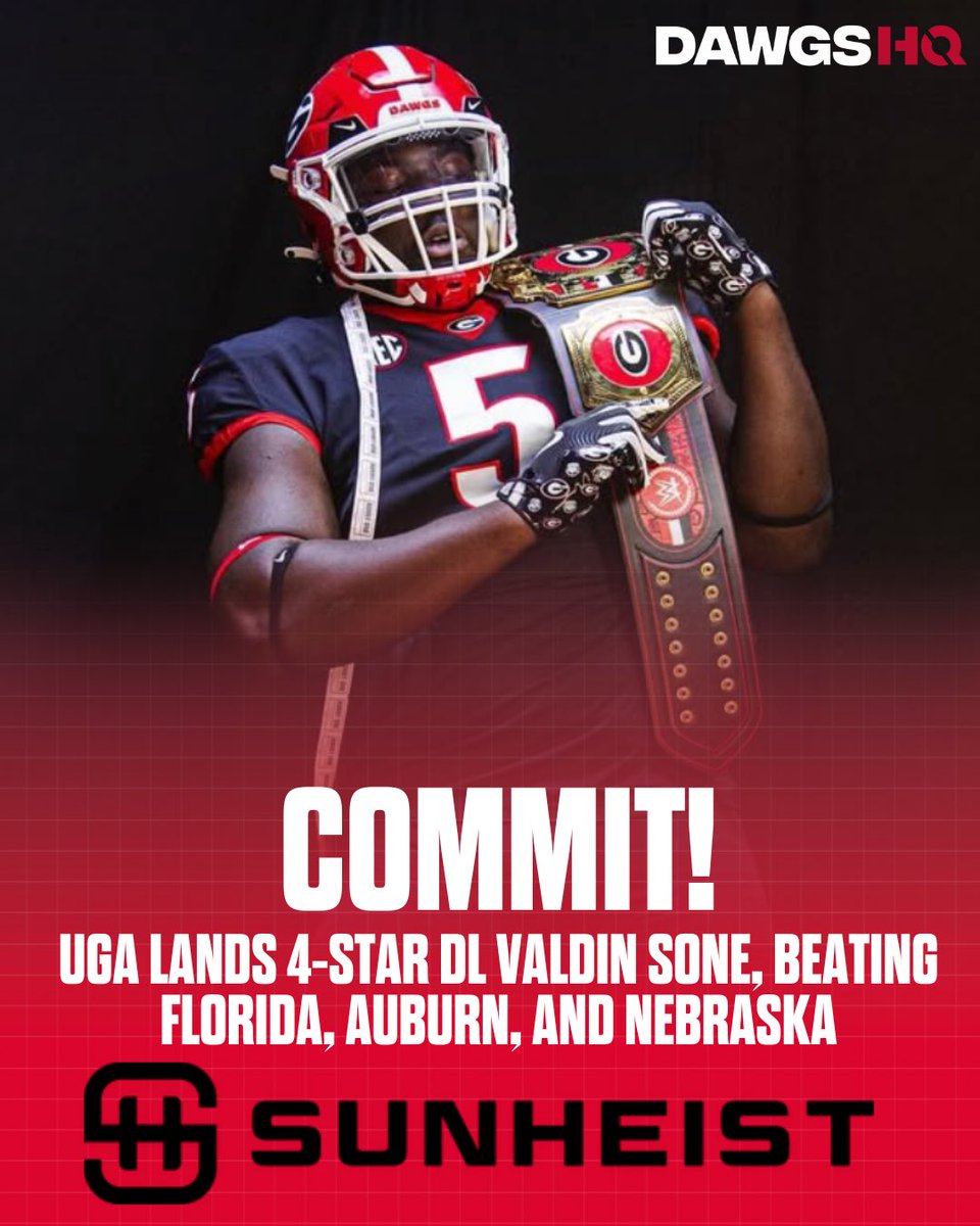 DawgsHQ's tweet image. 🚨Breaking: Georgia lands commitment of 4⭐️DL Valdin Sone. #GoDawgs
Story: on3.com/teams/georgia-…
Sone dives in on decision: on3.com/teams/georgia-…