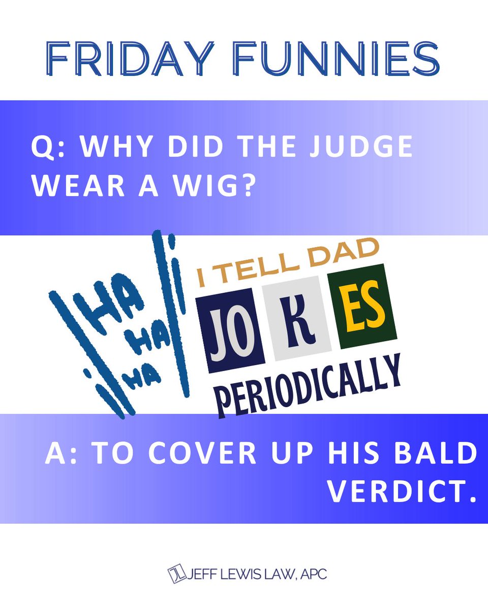 Q: Why did the judge wear a wig? 

A: To cover up his bald verdict.

#ProfessionalHumor #OfficeLaughs #JokeOfTheDay #LawyerHumor #LegalJokes