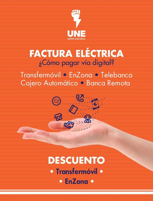 OSDE_UNE's tweet image. 📱 Paga tu factura eléctrica por las vías digitales. Más cómodo, más rápido y hasta con descuentos.
#UNE #UniónEléctrica #PorCubaJuntosCreamod