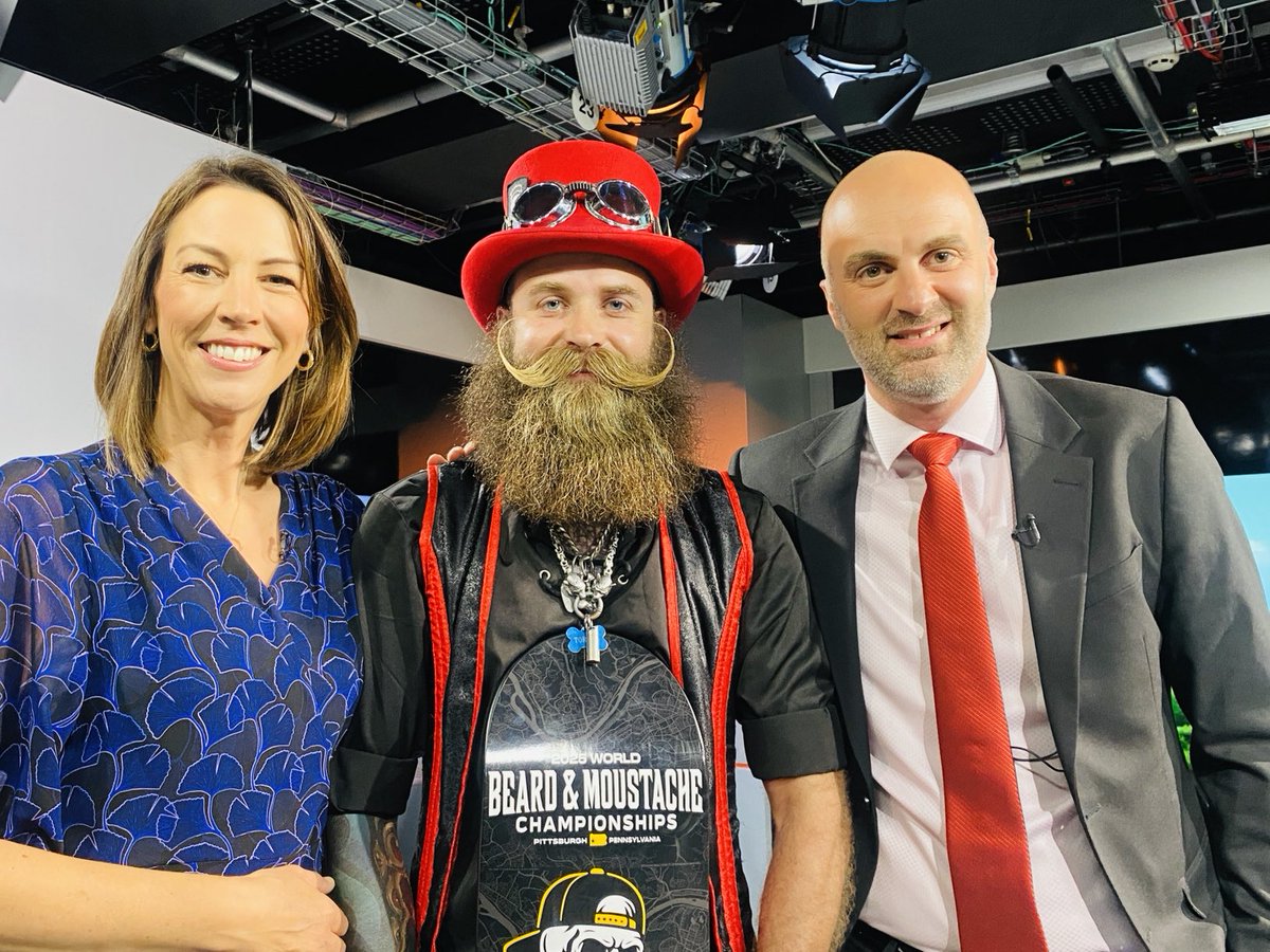 Safe to say this is the most magnificent beard and moustache I have ever seen! In fact it’s just won the word championships in the USA - but how does Lewis Aylmer keep it looking so good? 📺 ⁦<a href="/itvcalendar/">ITV News Calendar</a>⁩ 6pm ⁦with me and <a href="/chrisdawkesITV/">Chris Dawkes</a>⁩ ⁦