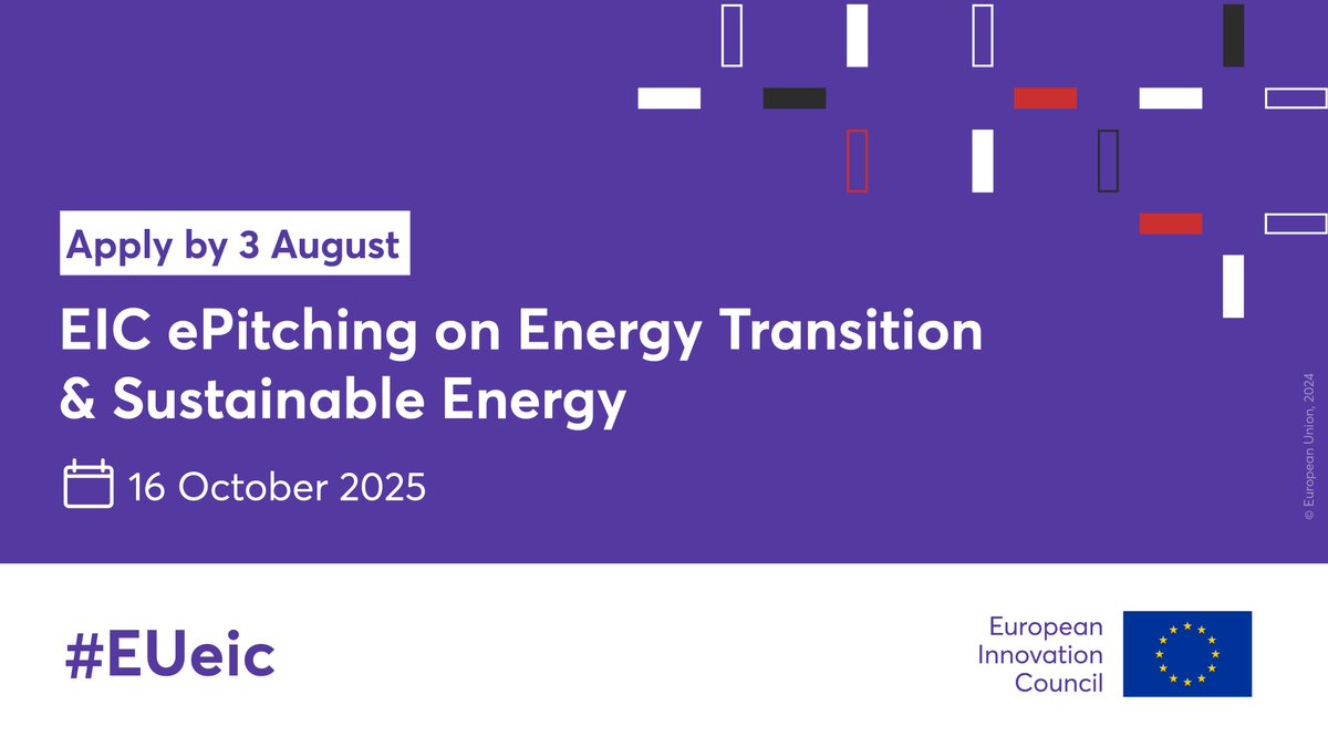 EUeic's tweet image. Are you working in energy transition or sustainable energy technologies? 🌍 ⚡
The upcoming #EUeic ePitching is your chance to receive expert support, pitch your solution to investors and unlock opportunities.
Apply by 3 August 👉 tinyurl.com/3v963bbf