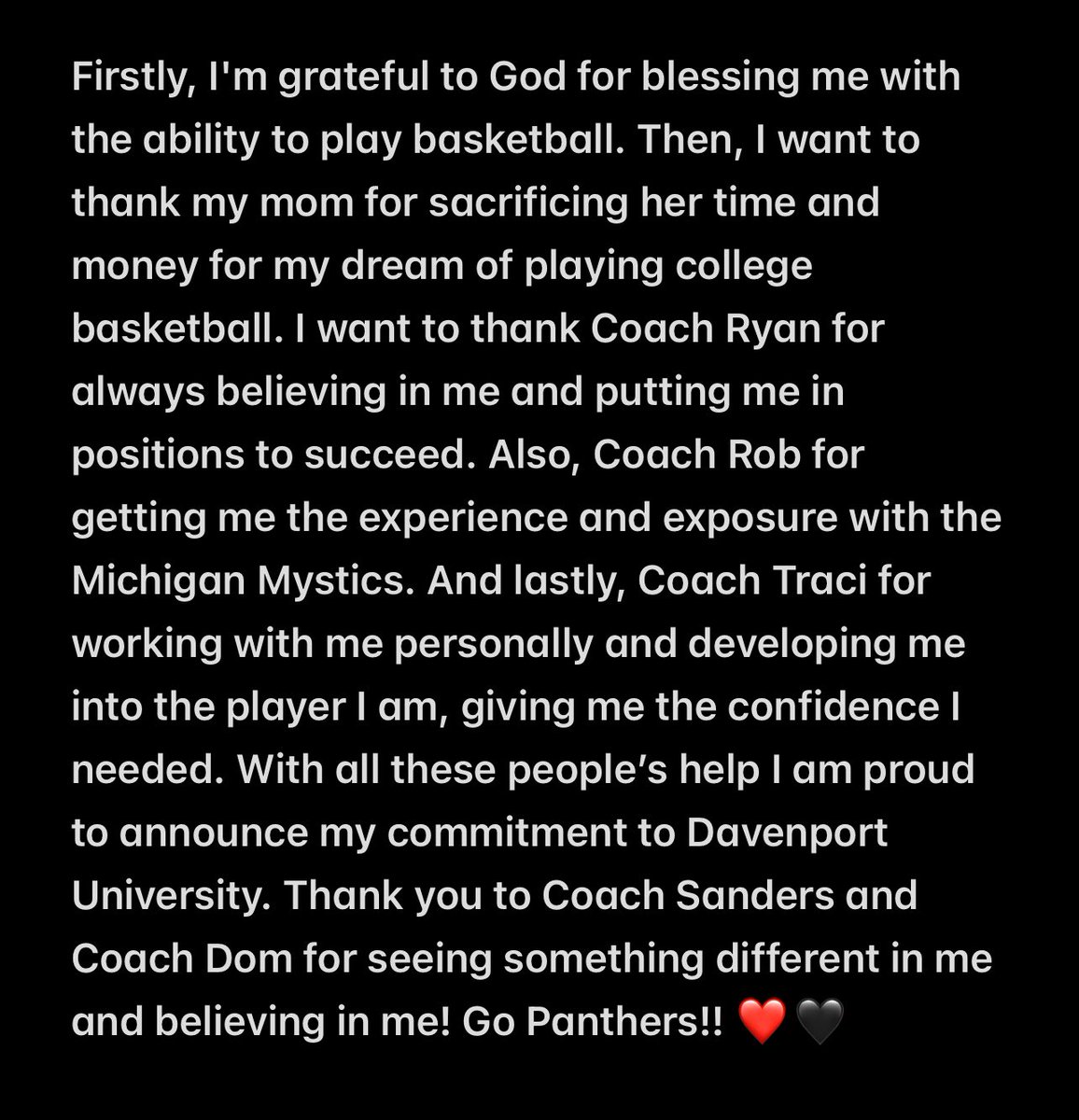 COMMITTED!! Thank you to Coach Sanders and Coach Dom for this opportunity! Can’t wait for the next 4 years… ❤️🖤 <a href="/pchs_bball/">PCHS Girls’ Basketball Program</a> <a href="/MImystics/">Michigan Mystics</a> <a href="/DU_CoachSanders/">Shonda Sanders</a> <a href="/CoachDom989/">Dom McBride</a> <a href="/CoachTrevithick/">Ryan Trevithick</a>