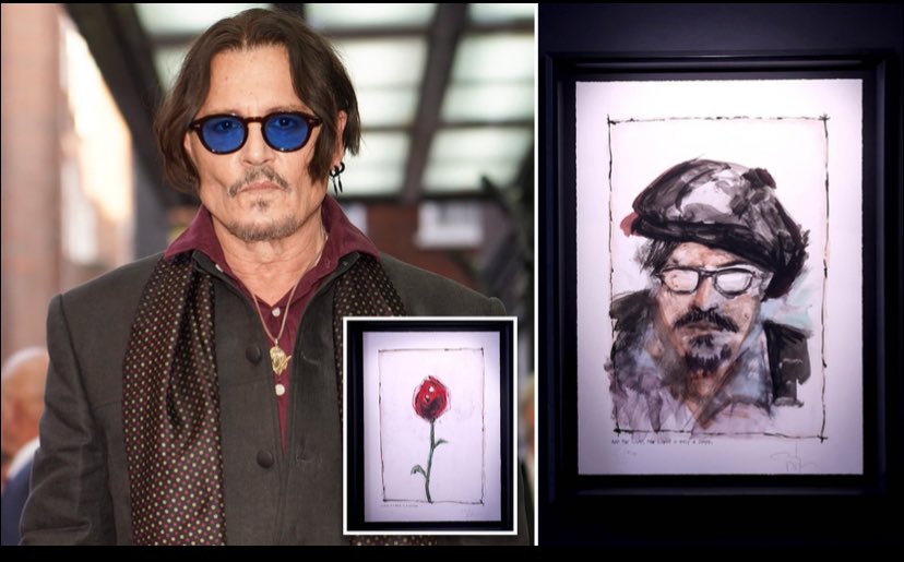 64yks4kc26Human's tweet image. Went to a private art show a while back.
It was a new series of works by Jonny Depp. I had acquired a couple of pieces of his earlier work to add to my pop art collection. Couple of years ago.
I tuned straight into the Rose. This is the one I settled on and add to the health…