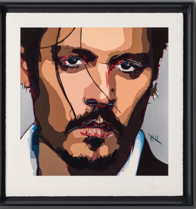 64yks4kc26Human's tweet image. Went to a private art show a while back.
It was a new series of works by Jonny Depp. I had acquired a couple of pieces of his earlier work to add to my pop art collection. Couple of years ago.
I tuned straight into the Rose. This is the one I settled on and add to the health…
