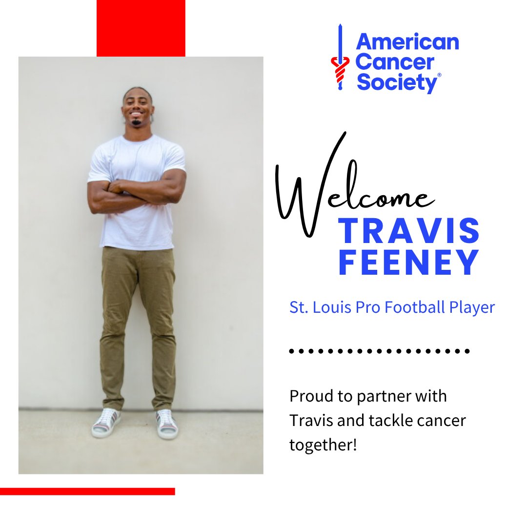 Meet our newest ambassador, St. Louis pro football player <a href="/dawgs41feeney/">travisfeeney</a> !! 🏈 Travis is passionate about the work of the <a href="/AmericanCancer/">American Cancer Society</a> - stay tuned as he shares why this mission hits home. 🎗️💙#everycancereverylife #acsMO #coachesvscancer
