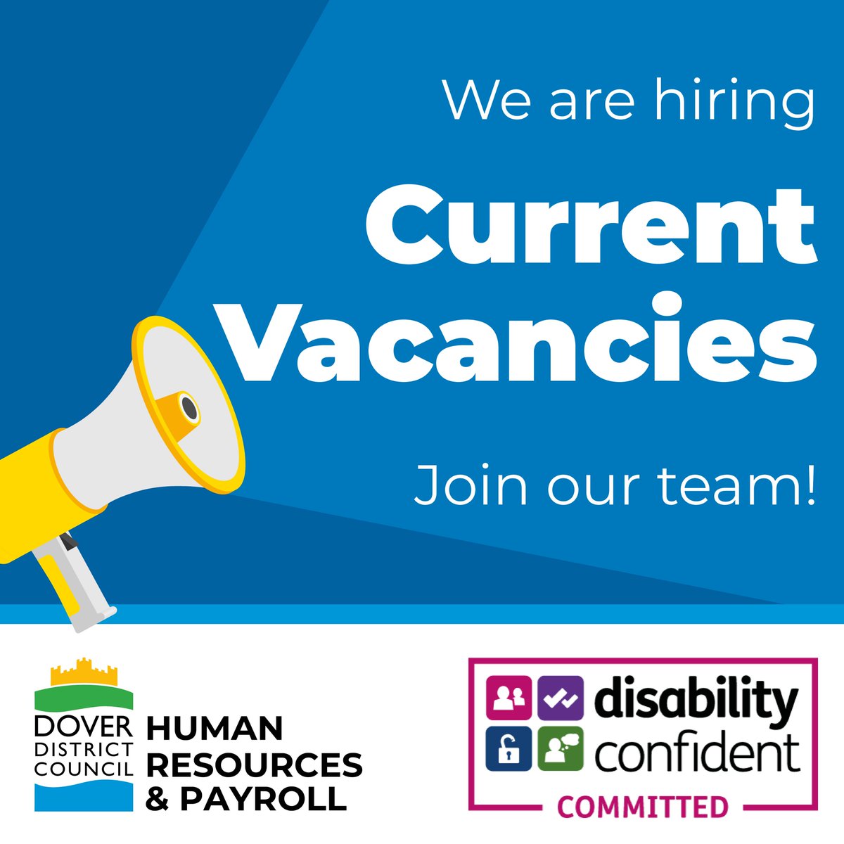 Come and work with us!

Job opportunities at DDC:
• Assets Technical Support Officer
• Caretaker
• Assistant Tree Officer
• Parking Services Manager
• Independent Living Manager
• Finance Team Leader

For more information and to apply, visit dover.gov.uk/jobs