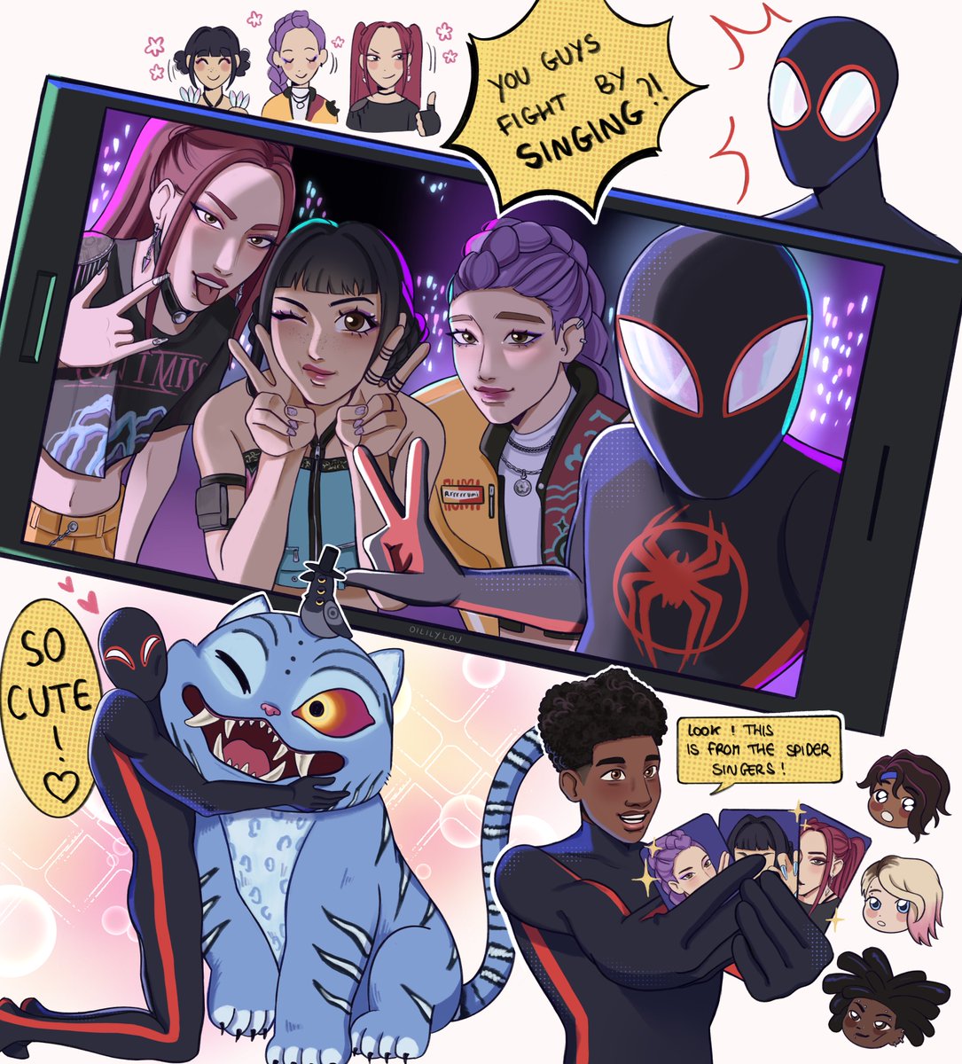 omg huntrix and miles morales meet up ?? #kpopdemonhunters