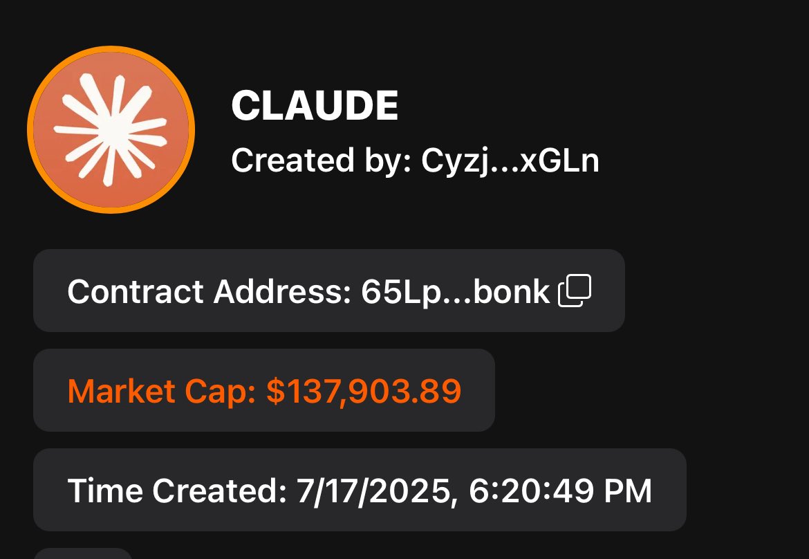 I think we can all agree this tweet is timestamped 6:37pm

SEVENTEEN MINUTES BEFORE THAT the first Claudeputer CA drops on Bonk

65LpVWcvtArjTpZMgYqUHwLmDbLYAprB9yfHpZJ5bonk

An hour and a half later a second CPUTER CA drops and runs to $10M+

Riddle me this, why is the OG that