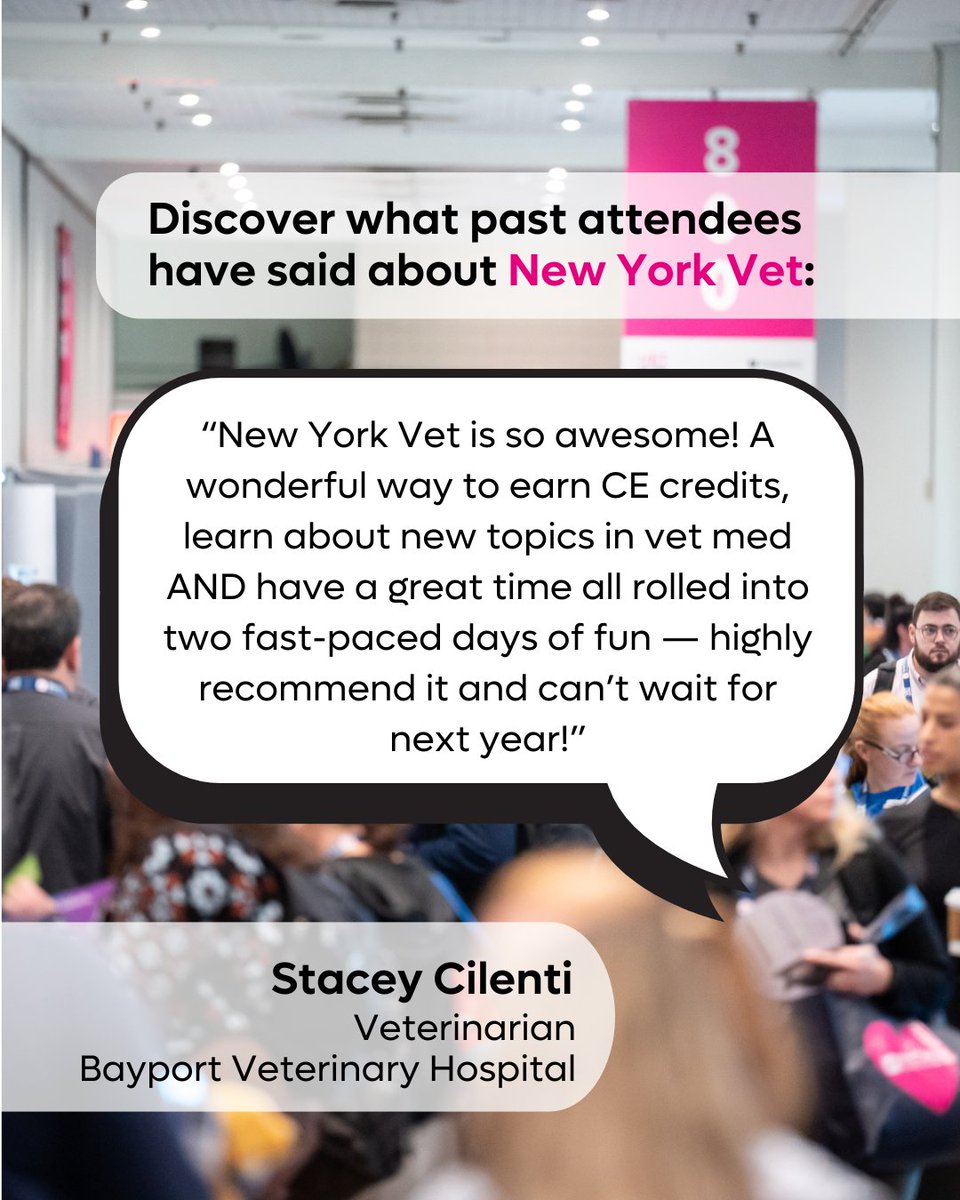 Hear it from our attendees! We are committed to crafting the perfect vet show experience for you—sessions you won't forget, fast paced CE, and most importantly, a fabulous time🐾✨
#NewYorkVet #Veterinarian #VetTech #VetMed #USVetShows