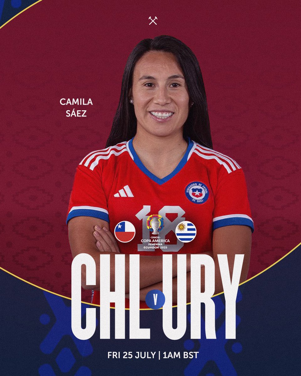 westhamwomen's tweet image. Final group game incoming for Camila Sáez and @LaRoja 🇨🇱
Vamos, Cami! 👊