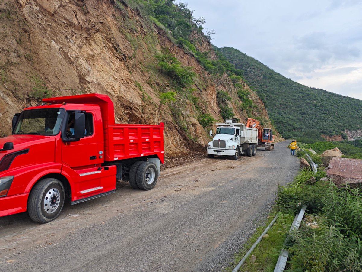 Estamos por concluir las labores de limpieza y remoción de material caido sobre el camino a San Miguel Palmas, en Peñamiller. 

Brigadas y maquinaria de la @CEI_qro aceleran las labores para dejar la vía libre. 

#Contigo