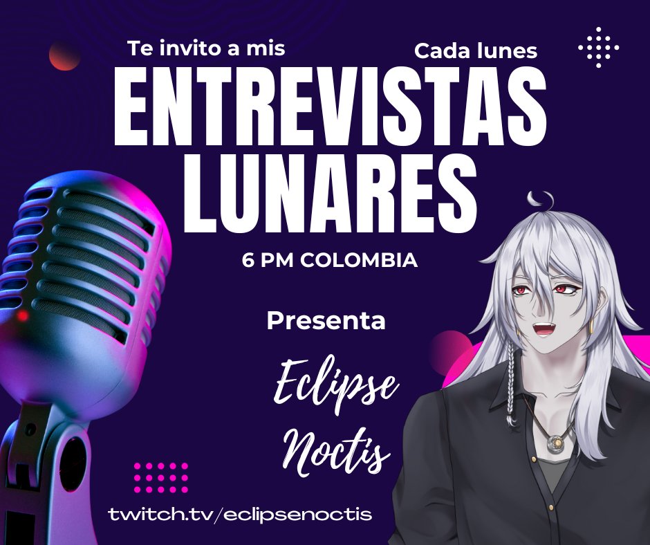 EclipseNoctis's tweet image. ATENCIÓN VTUBERS!!! 🚨
¿Quieres participar en mis entrevistas lunares?
👉Paso 1:
Déjame un mensaje en este POST con un "YO QUIERO"
👉Paso 2:
Yo te escribiré en MD para coordinar la fecha 🧐
#Vtubers #VtuberES #EntrevistaLunar
