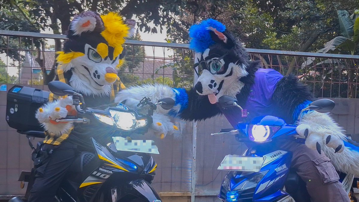 Ickx_Husky's tweet image. Me and Lumee @REORENADE sharing matching bikes, we literally have the same colors 💙💛🖤