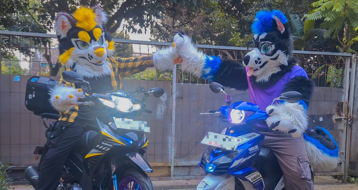 Ickx_Husky's tweet image. Me and Lumee @REORENADE sharing matching bikes, we literally have the same colors 💙💛🖤