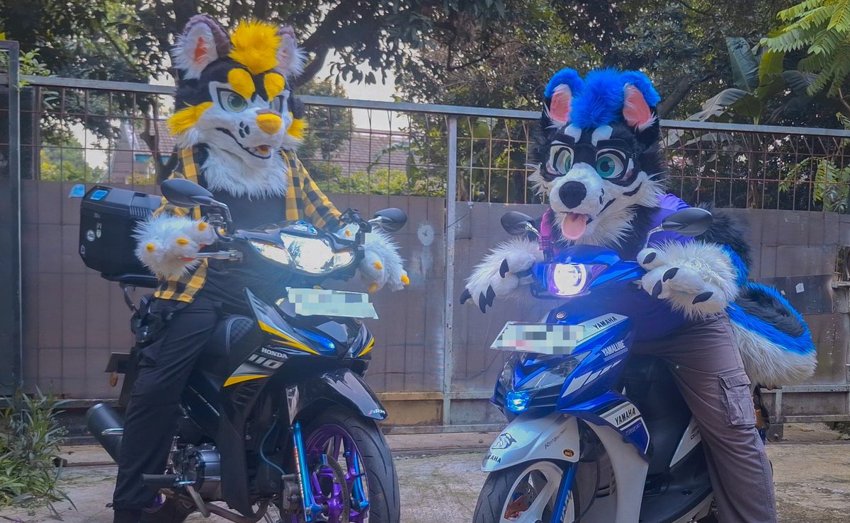 Ickx_Husky's tweet image. Me and Lumee @REORENADE sharing matching bikes, we literally have the same colors 💙💛🖤