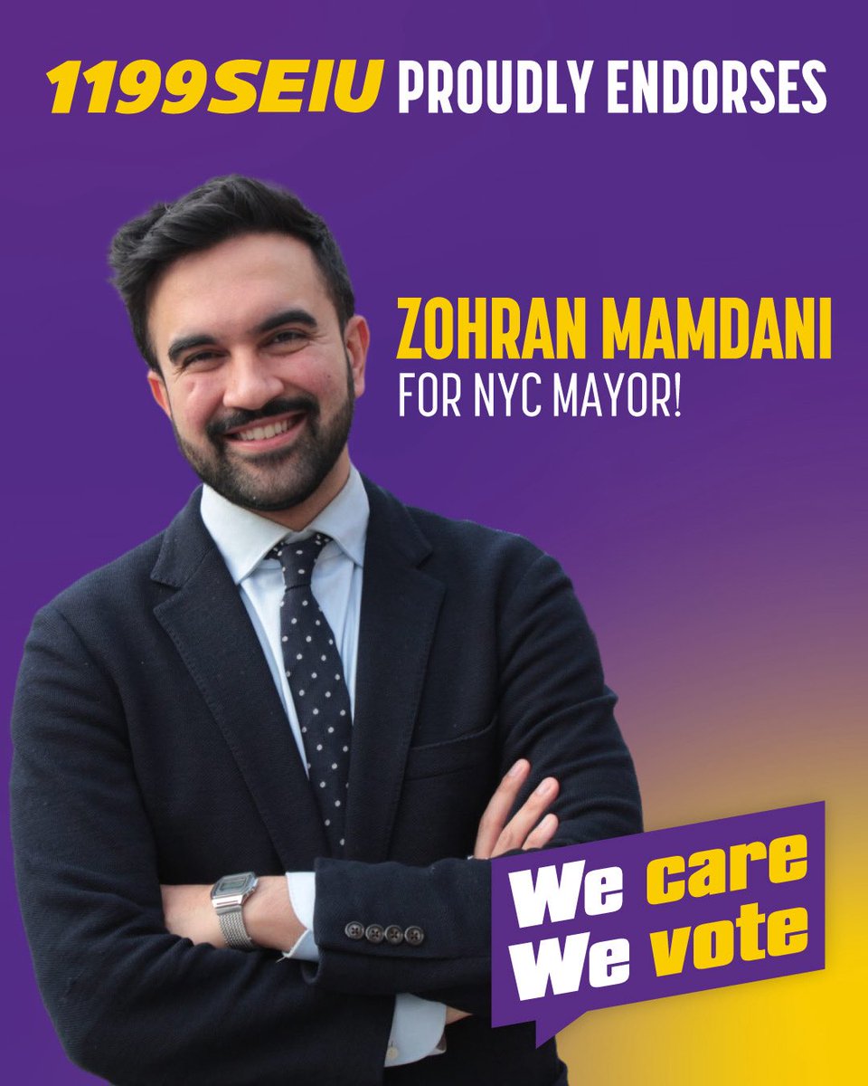 1199SEIU's tweet image. Working people across NYC are uniting to defend our neighborhoods and our city from unprecedented attacks from extremist politicians and billionaires. 1199 members are proud to endorse @ZohranKMamdani for Mayor as we fight for a safe, affordable, and healthy city for all!