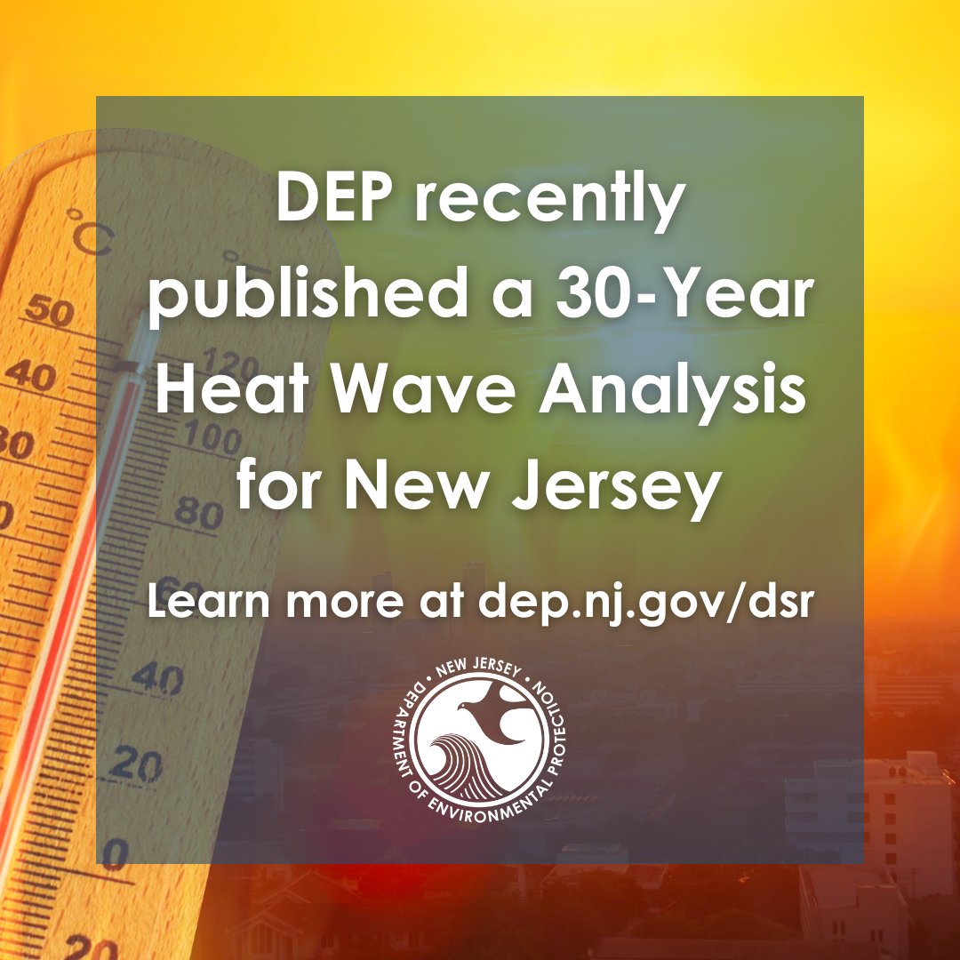NewJerseyDEP's tweet image. DEP’s Division of Science and Research published a report that analyzed 30 years of heat wave data collected from 12 stations throughout the state. Here are the key findings –
📈 New Jerseyans are experiencing more heat waves in recent years
🌆 There is less daily cooling…