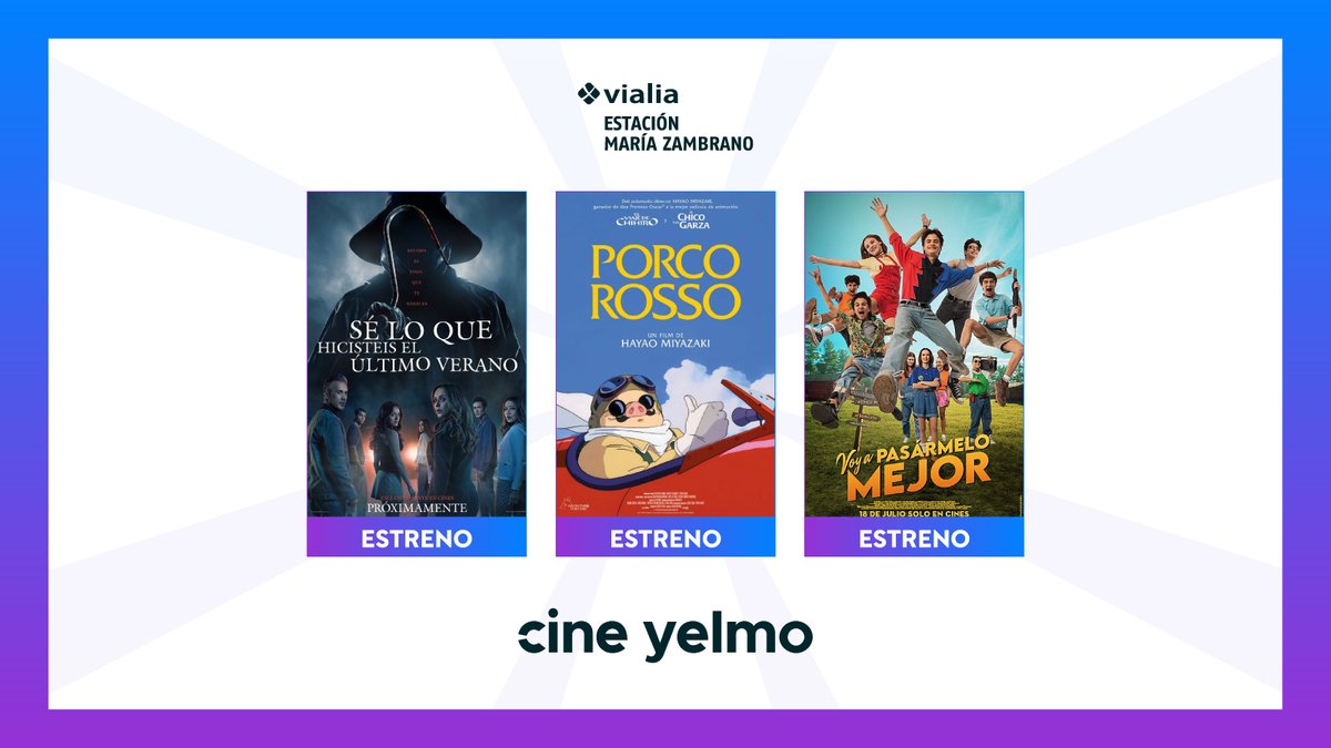 C.C. Vialia Málaga (@ccvialiamalaga) on Twitter photo 🍿 | Finde de #estrenos en
<a href="/CineYelmo/">Cine Yelmo</a>
⭐️ Sé lo que hicisteis el último verano
⭐️ Porco Rosso
⭐️ Voy a pasármelo mejor
Compra ya tus entradas aquí 🎟
yelmocines.es/cartelera/mala… 🍿 | Finde de #estrenos en
<a href="/CineYelmo/">Cine Yelmo</a>
⭐️ Sé lo que hicisteis el último verano
⭐️ Porco Rosso
⭐️ Voy a pasármelo mejor
Compra ya tus entradas aquí 🎟
yelmocines.es/cartelera/mala…