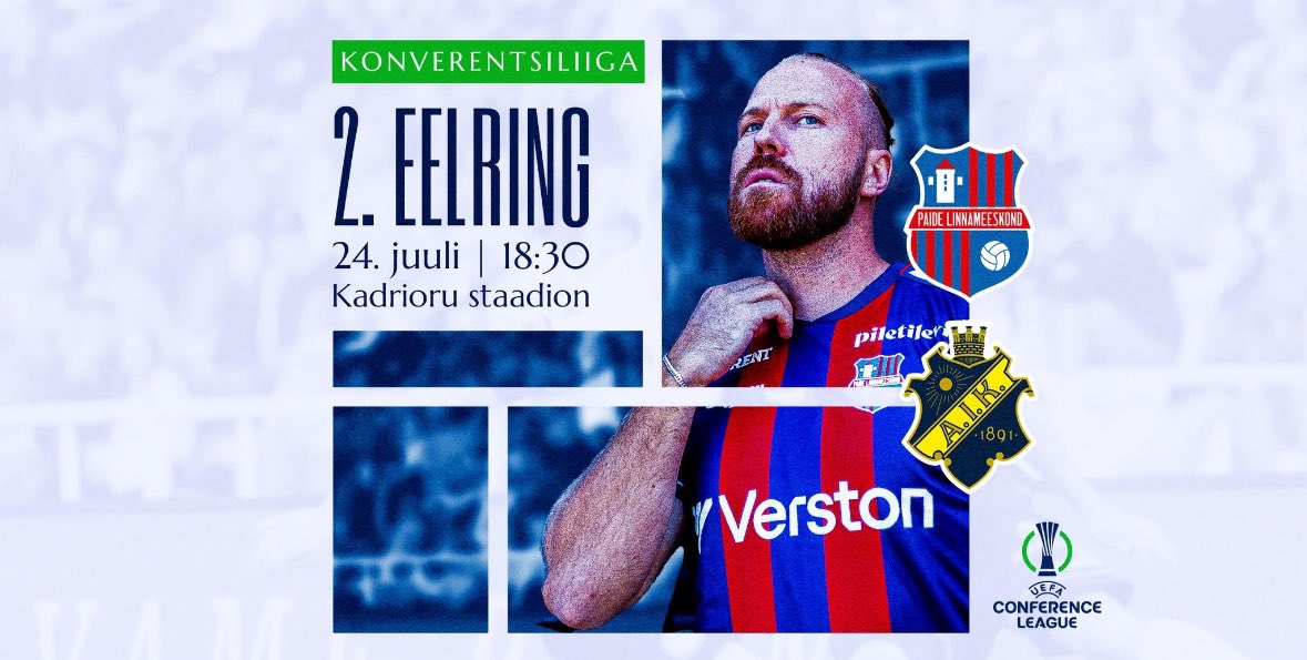 Tickets for our home leg against AIK are already on sale on Piletilevi! 

The game will be at Tallinna Kalev’s Kadrioru Stadium in Tallinn!

Get your tickets today and help us reach the Third Qualifying Round together!
