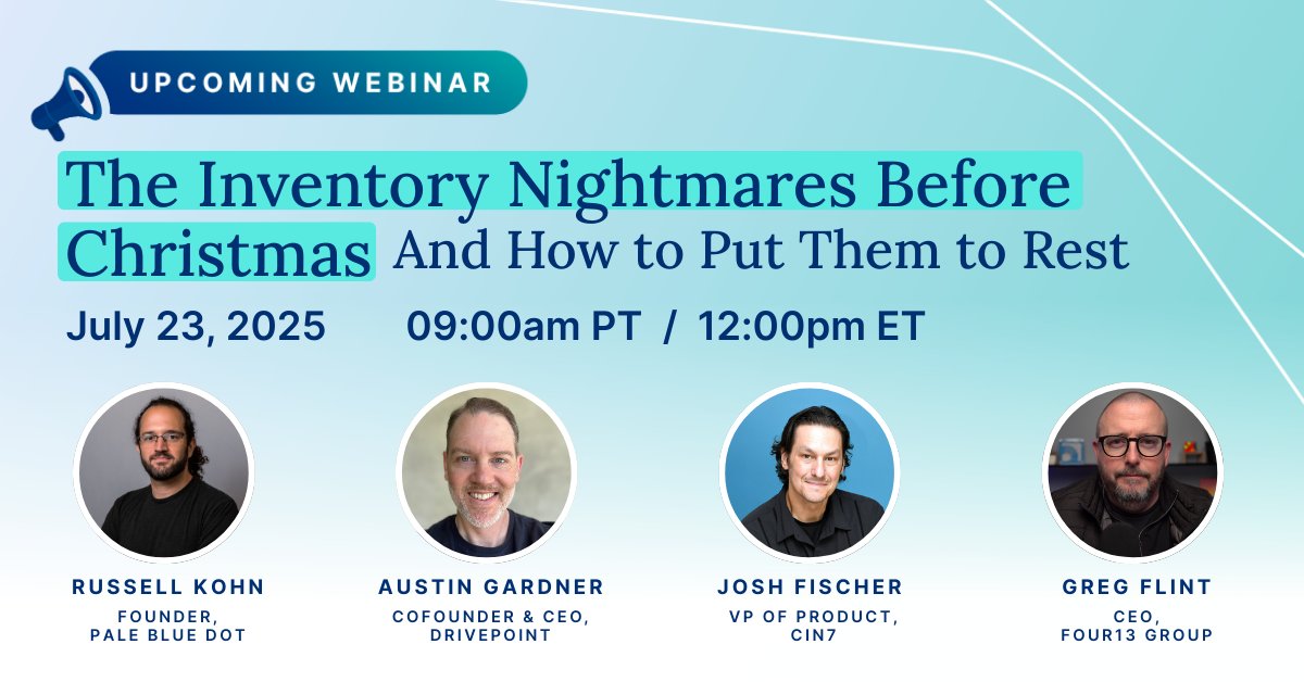 Q4 is make-or-break for many businesses. To help you avoid stockouts, cash flow crunches, and shipping headaches, we’re bringing together an expert panel on July 23 with Russell Kohn, Austin Gardner, Josh Fischer, and Greg Flint. Register now: get.cin7.com/inventory-nigh…