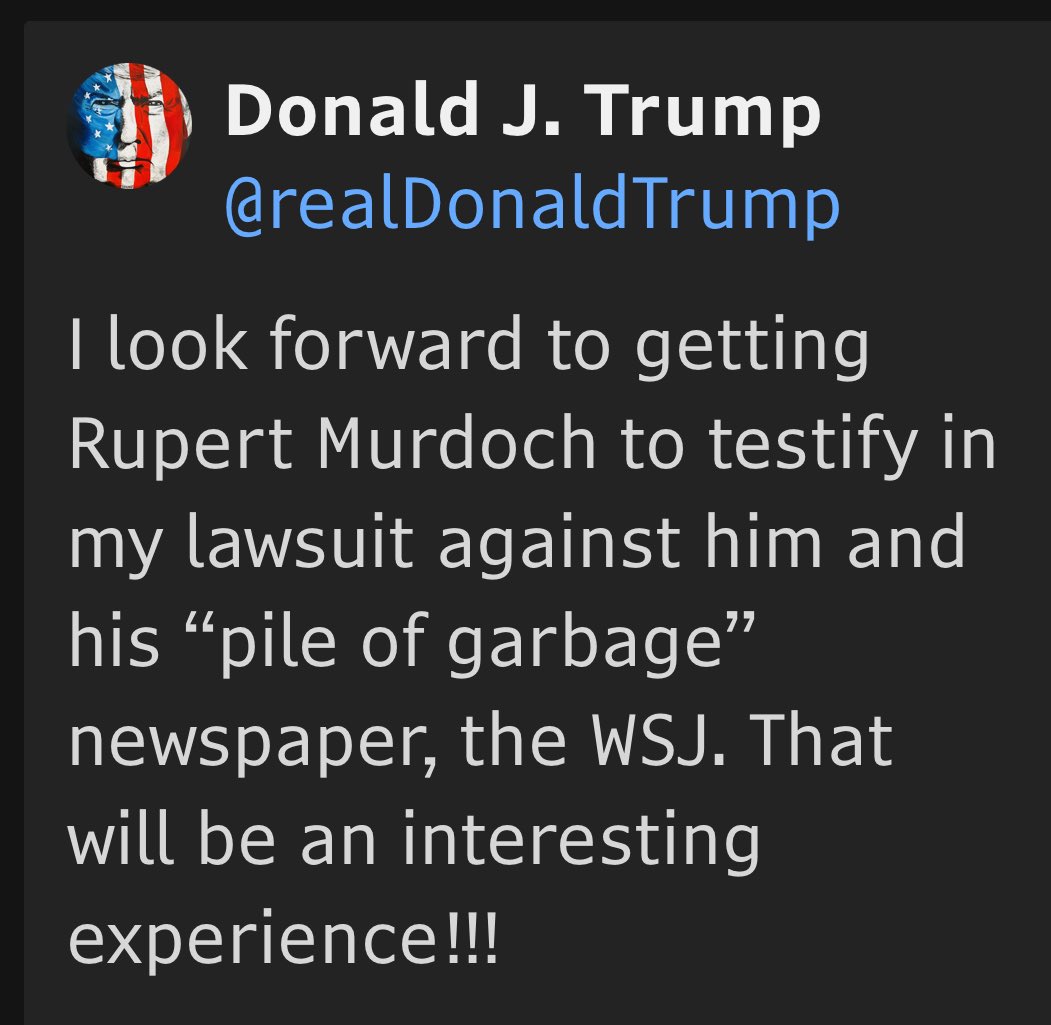TimOBrien's tweet image. Always shrewd politicking to threaten and potentially alienate Rupert Murdoch when you depend on Fox to be one of your messaging megaphones.