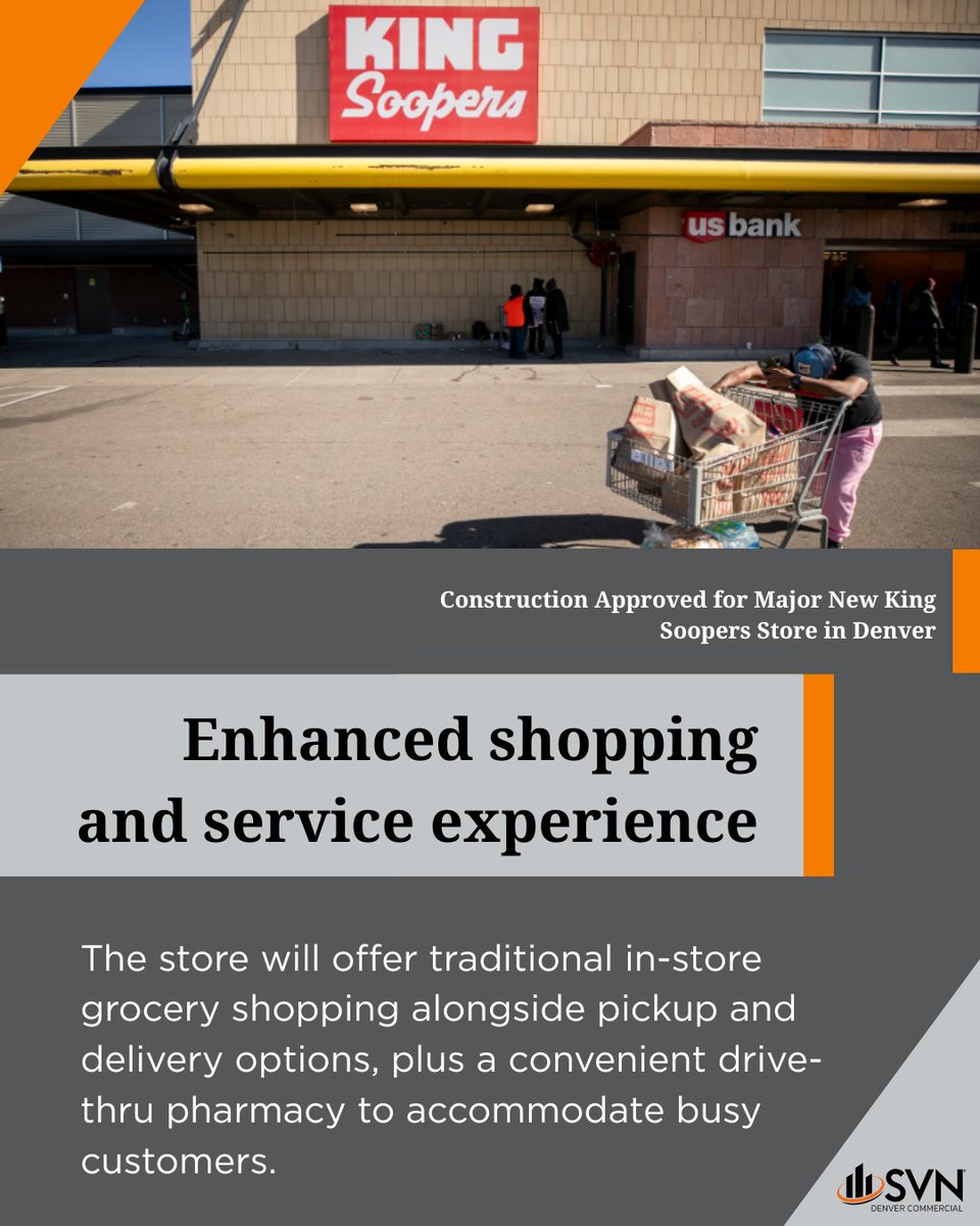 SVN_Denver's tweet image. King Soopers is breaking ground on a new store with fresh-prepped eats, a drive-thru pharmacy, and more—part of a major statewide expansion.
#DevelopmentSpotlight #KingSoopers #DenverDevelopment #cre #SVN