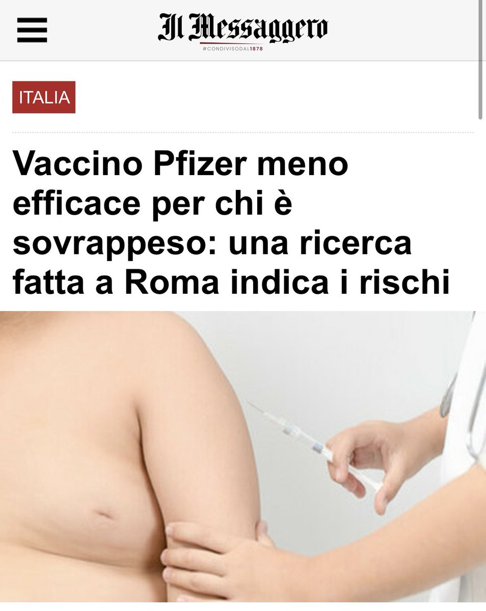 RRomani1973's tweet image. Avete notato che i deceduti post vaccinazione sono quasi tutti magri o normopeso?
Una volta tanto, beati gli obesi!