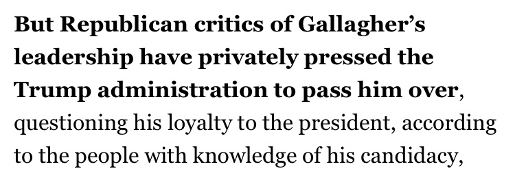 JeremyBWhite's tweet image. 👀👀California Republican leader @J_GallagherAD3 was deemed not Trumpy enough to get a USATTY appointment, @jonesblakej scoops
yet another instance of MAGA fidelity clashing w California electability:
politico.com/newsletters/ca…