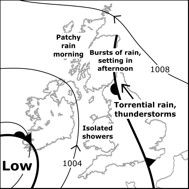 the_MWIS's tweet image. Sat 19/7: Early rain nr W coast but Highlands largely dry morning. Into afternoon, bursts rain become extensive heavy rain. Prolonged heavy rain moves N over England; intense downpours/thunderstorms, focused Pennines. A few showers Wales but often dry. Fairly warm, locally gusty.