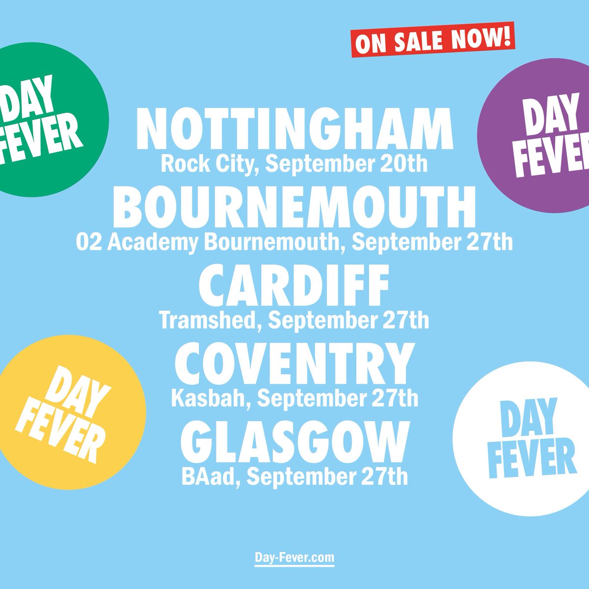 HUGE September ticket drop 🎟️🎫

The kids will be going back to school but us adults are going out to dance 🙌

23 events 
A return to Brighton 
2 brand new cities in Dundee &amp; Bournemouth 

Grab ya mates and lead them to the dancefloor..

day-fever.com