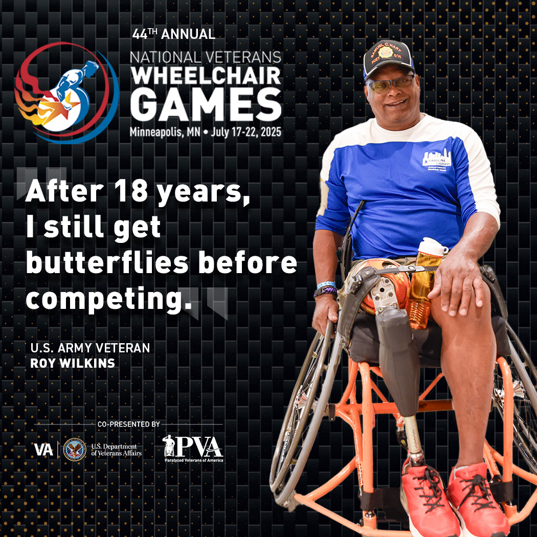 Meet Roy Wilkins, a 70-year-old Army Veteran from Clemmons, North Carolina.

This is his 18th year at the National Veterans #WheelchairGames, and he’s still bringing the competitive spirit. Roy is competing in basketball, softball, and 9-ball this week — showing that dedication