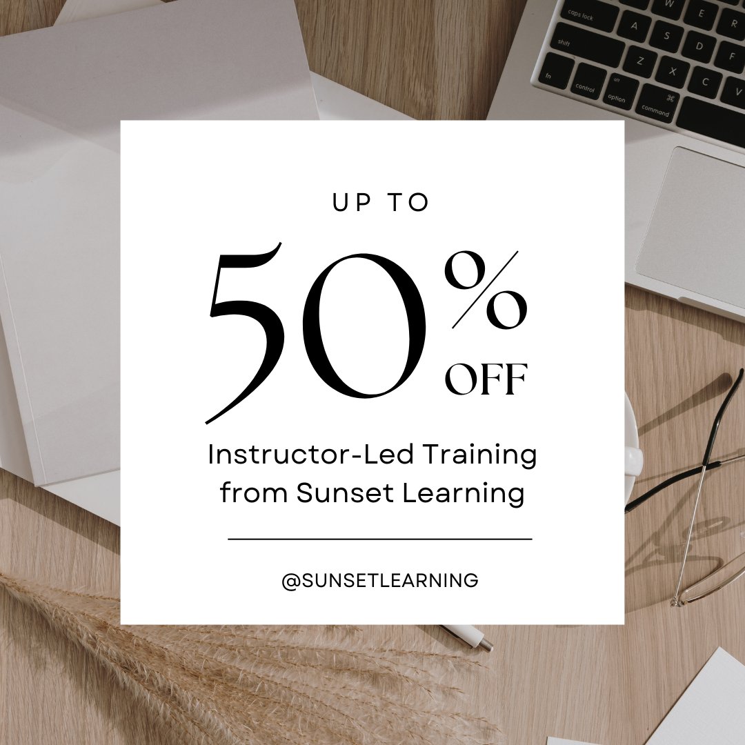 Sunset_Learning's tweet image. Success is just one training course away! Check out our IT training deals and take your career to the next level.
sunsetlearning.com/hot-deals/