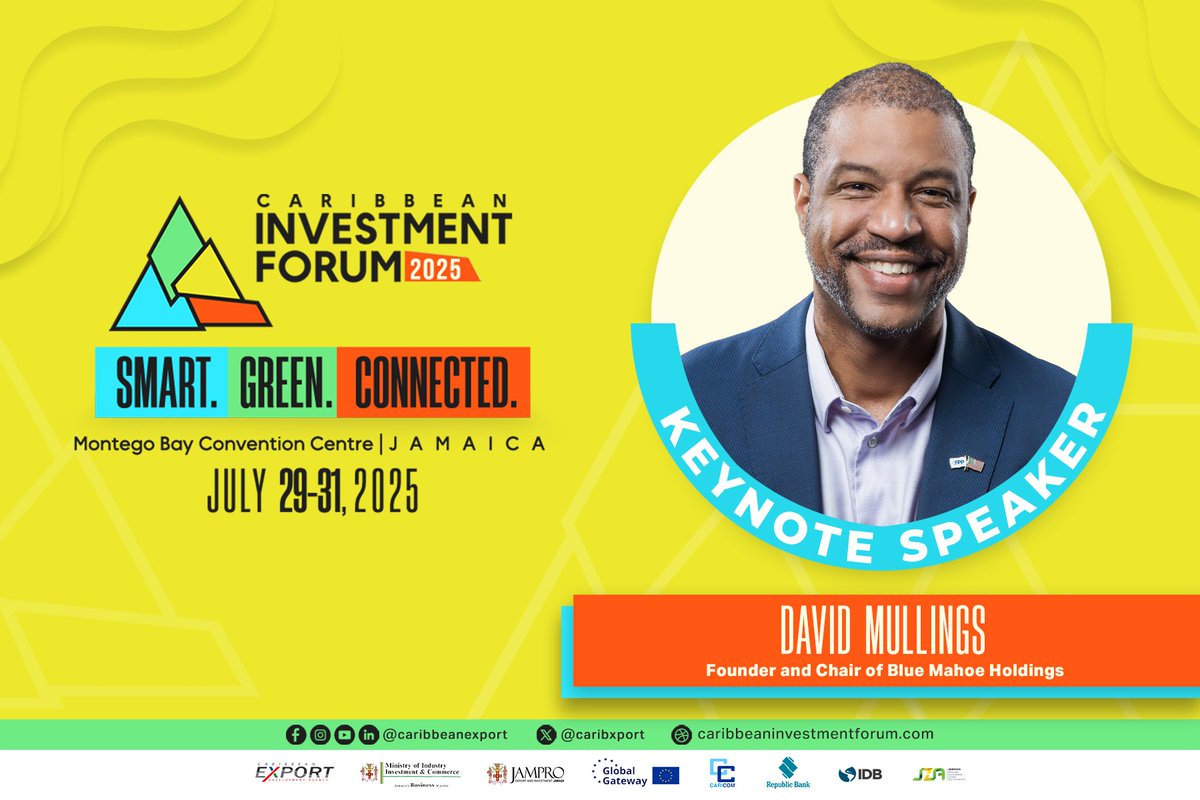 Meet David Mullings — Visionary Investor, Diaspora Leader &amp; #CIF2025 Speaker!

Founder of Blue Mahoe Holdings, he's driving diaspora-led growth &amp; impact investment in the Caribbean.

📍Montego Bay Convention Centre, Jamaica | 📆July 29–31, 2025
👉 caribbeaninvestmentforum.com