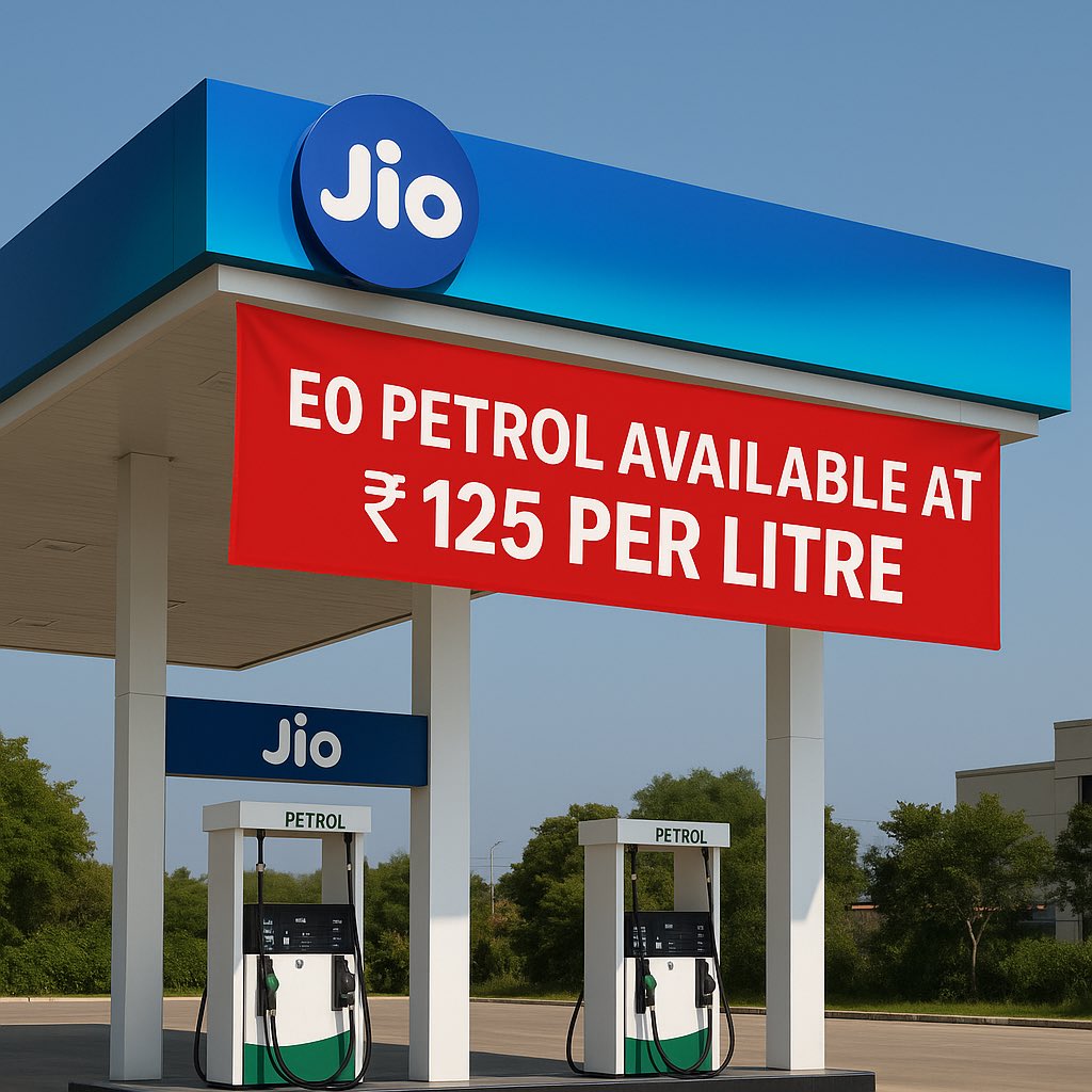 Business idea for Reliance Jio: Start selling 100% pure petrol (E0) at ₹125 per litre. The queues will be longer than those at CNG stations.