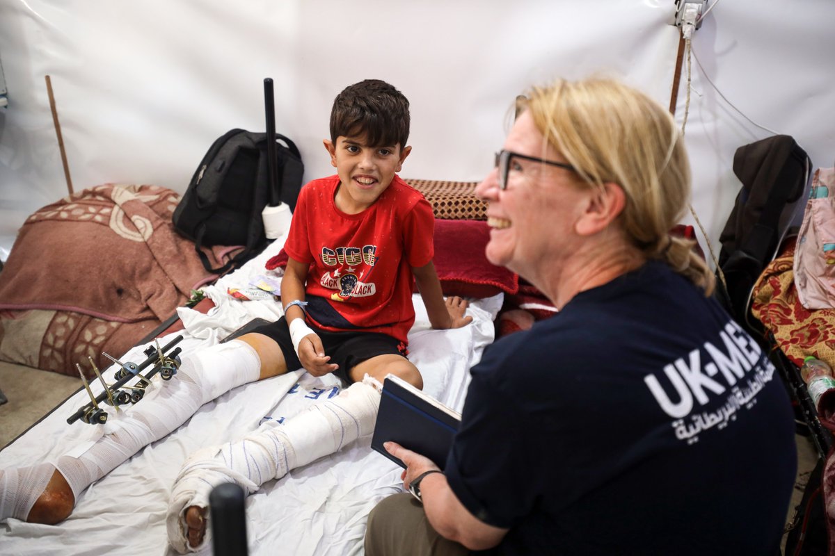 FCDOGovUK's tweet image. Ahmad was in a critical condition after an airstrike in Gaza.
At a UK-Med field hospital, he's now had life-saving surgery and physiotherapy.
With support from UK government funding, @UKMed is delivering vital healthcare to Gazans and has provided over 500,000 consultations.