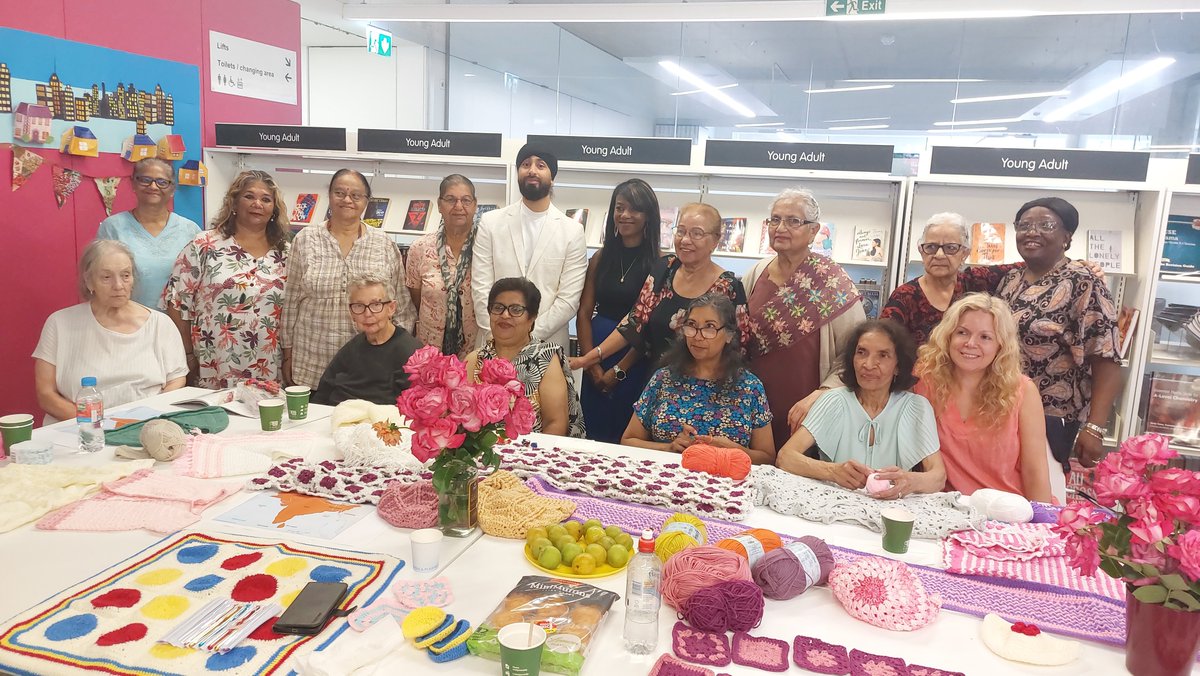 Today, London Deputy Mayor <a href="/debs_wb/">Debbie Weekes-Bernard</a> joined the Knit &amp; Knatter Club at East Ham Library to mark #SouthAsianHeritageMonth.

She met with talented women from the South Asian diaspora, sharing stories of community, connection and crafting for <a href="/GreatOrmondSt/">Great Ormond Street Hospital for Children</a> 💜